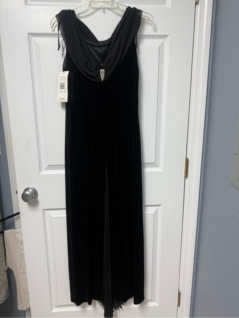 Robbie Bee Black Velvet Maxi Dress with Cowl Neck